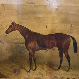 Framed oil, stabled horse